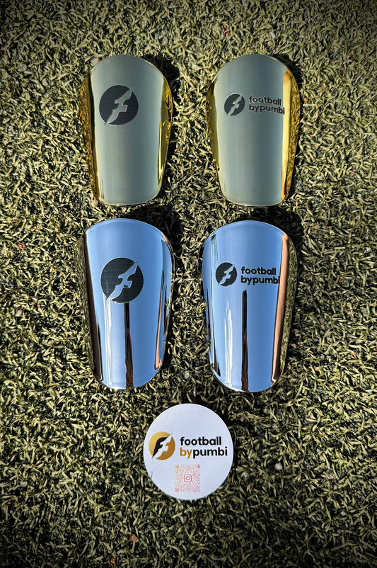 Shin Pads FBP-„golden/silver-shine“ 10*6,2cm inkl. FBP Samttasche